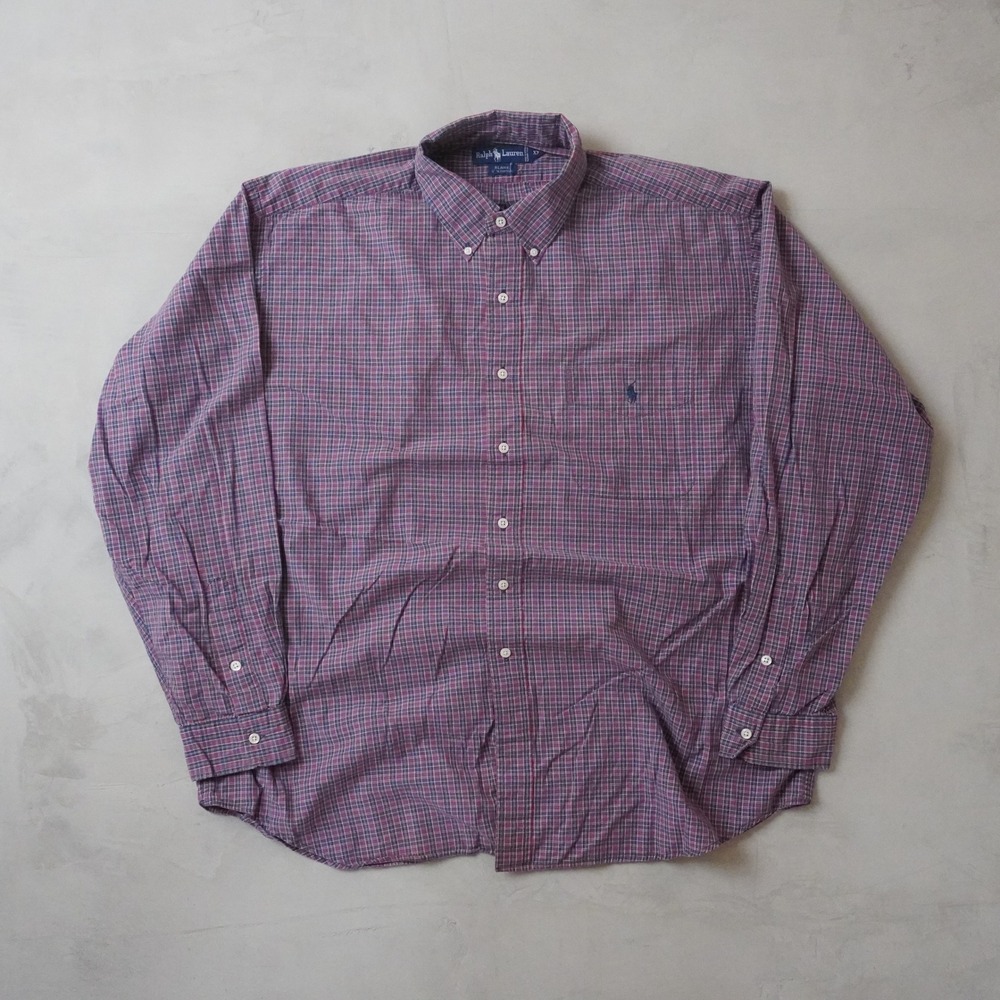 Polo Ralph Lauren Blaire Mens XXL Red Blue Plaid Button Down Shirt Long Sleeve